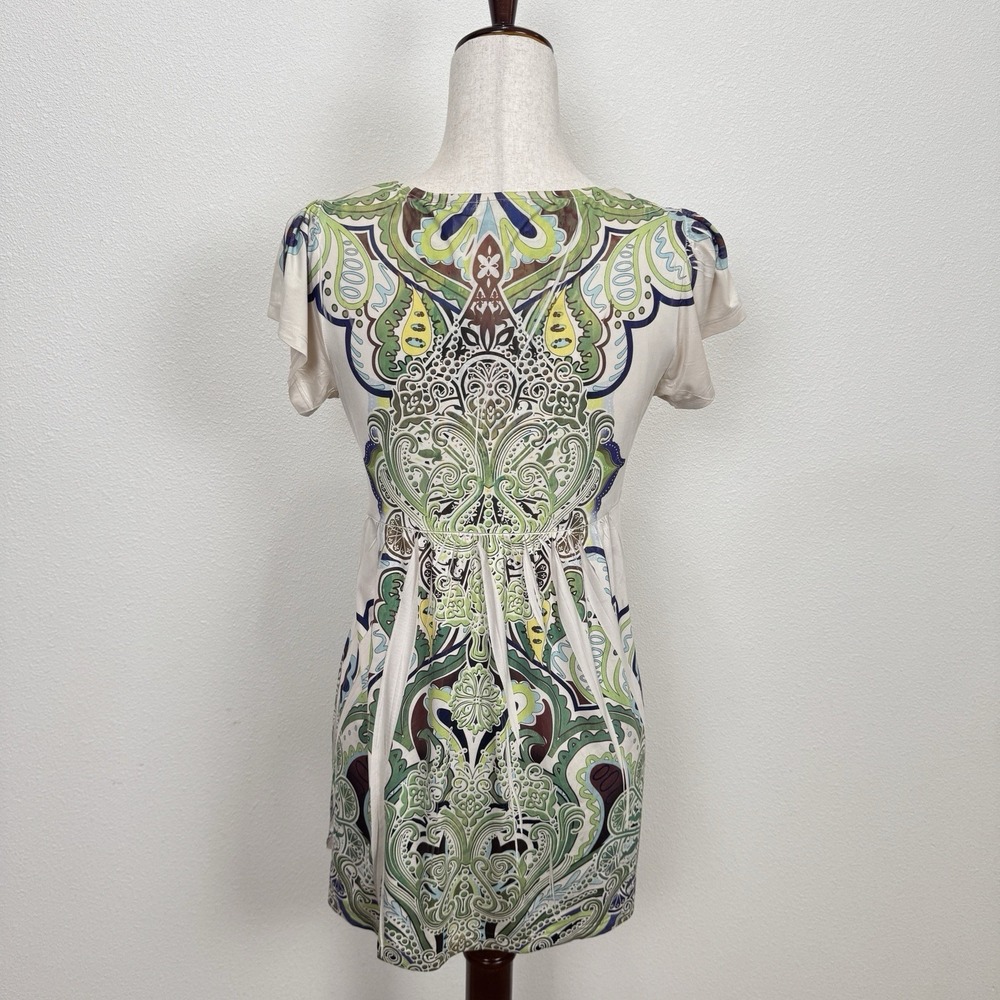 One World Top Womens Small Green Brown Embellished Whimsigoth Fairy Grunge Tunic - Picture 8 of 16
